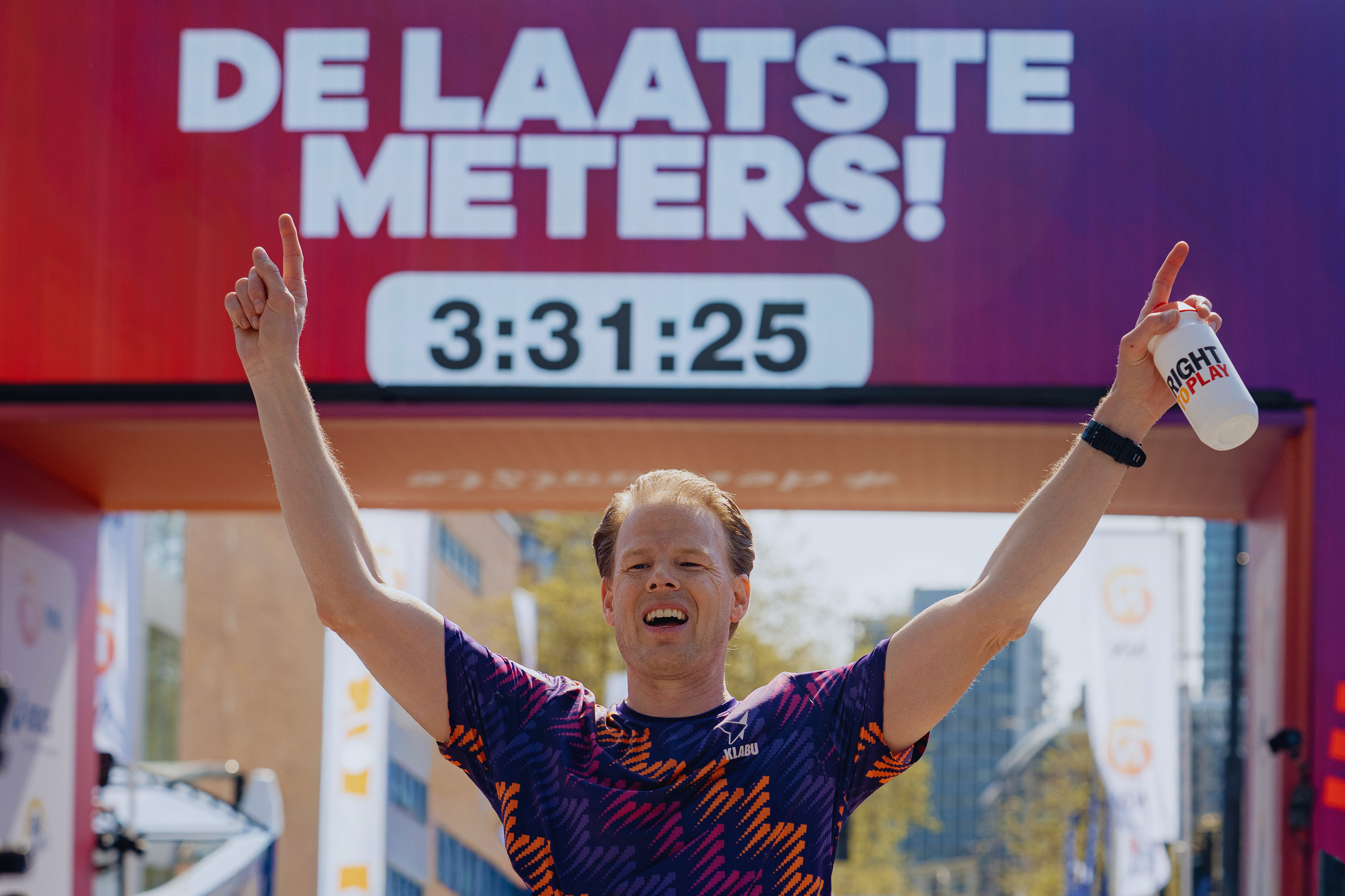 Jochem celebrates at the finish line!