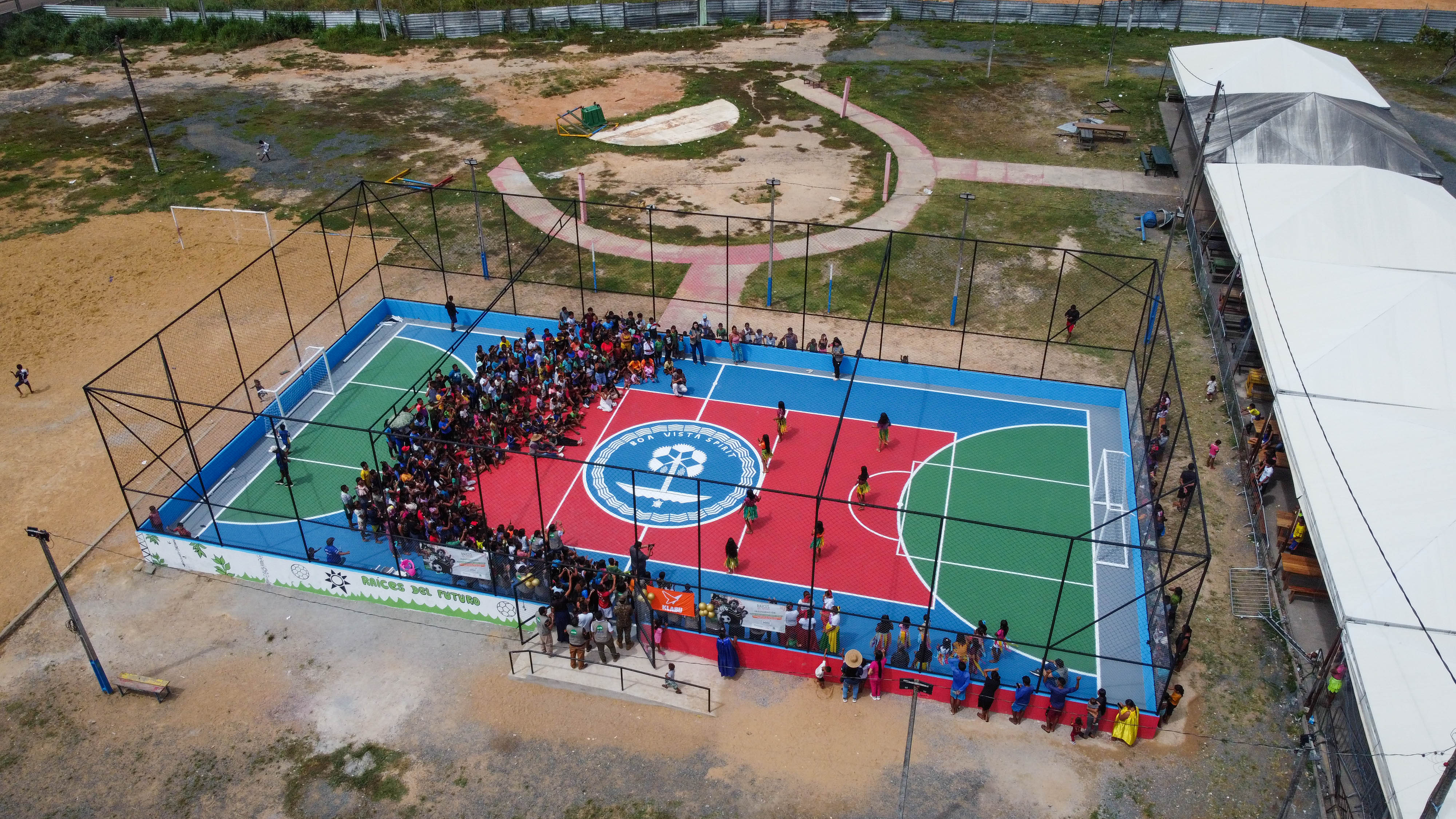 boa vista football court drone shot
