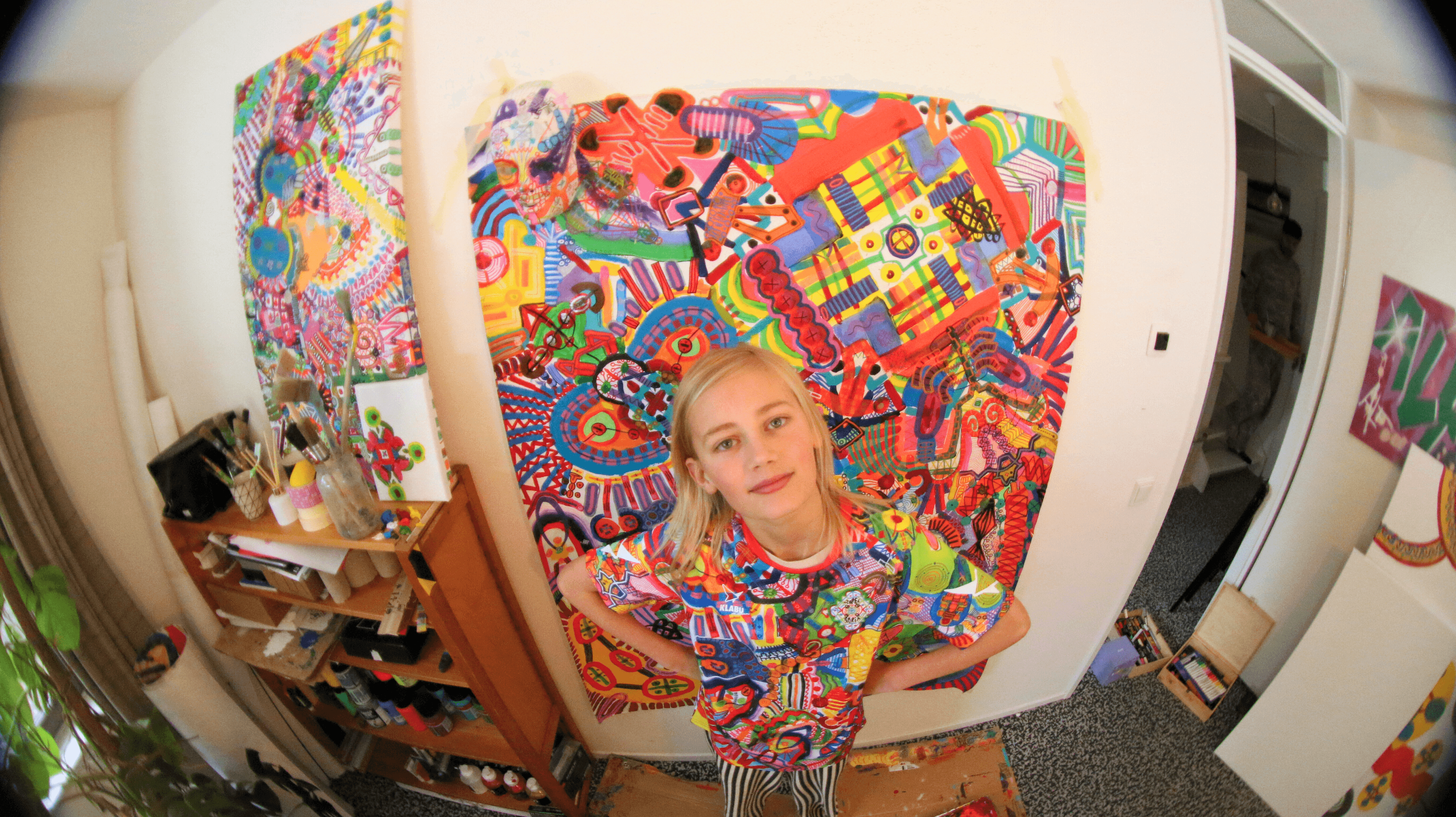 Artist Alf in his studio with the Ter Apel Spirit artpiece