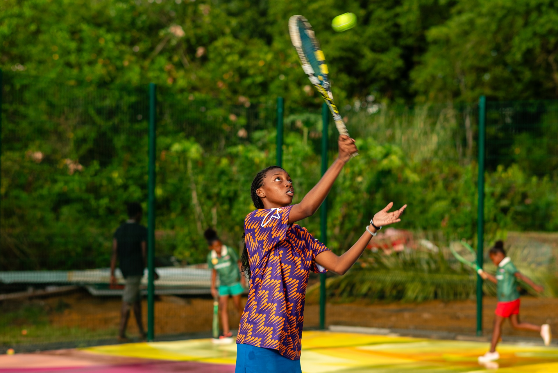 Serve being hit by girl at commewijne spirit clubhouse
