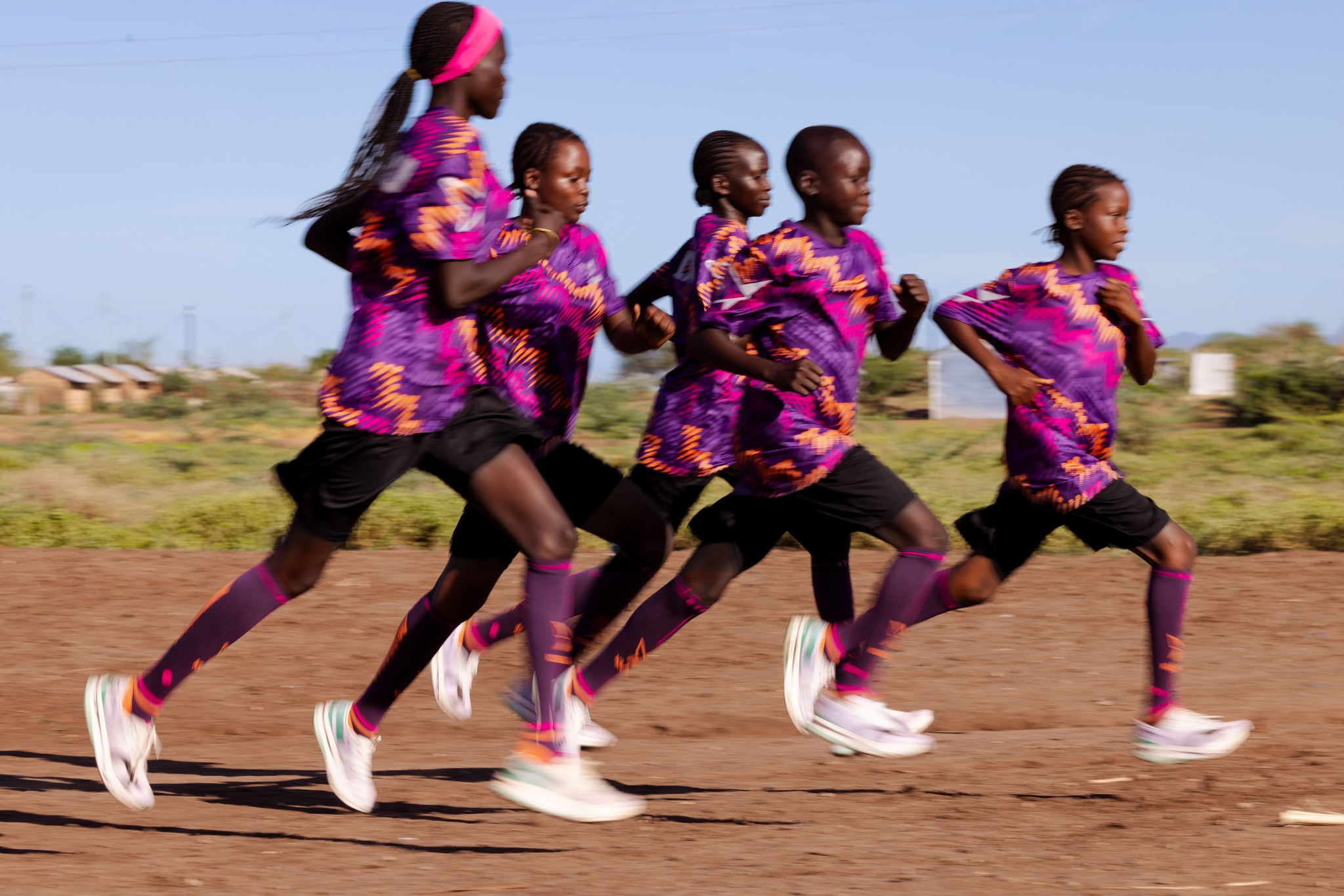 The girls running club in Kalobeyei Refugee Settlement